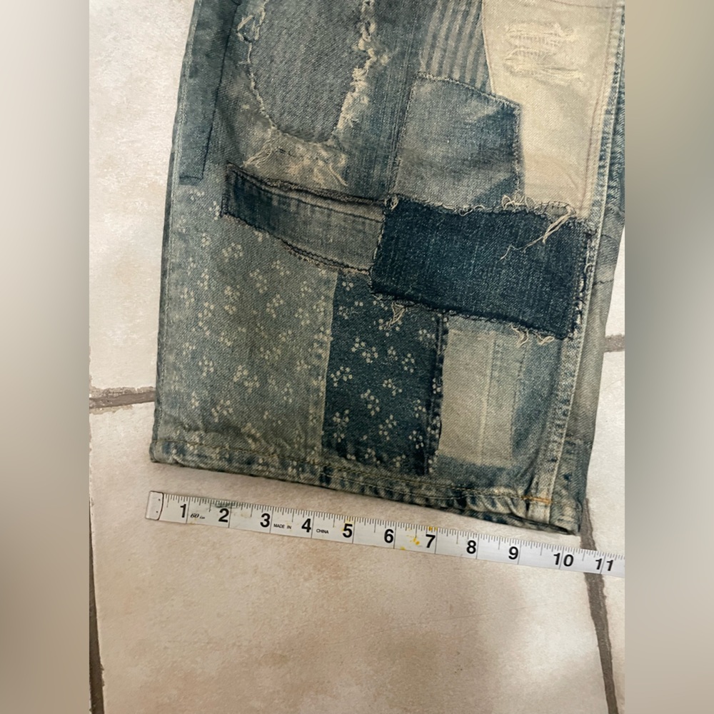 Free People Illusions 
Patchwork Relaxed Barrel Jeans
Indigo Size 26 NWT RARE - Picture 9 of 14